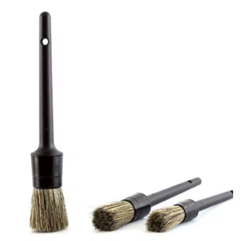 Car Detailing Brush Set Boar Hair Interior - Zestaw 3 szczoteczek do czyszczenia samochodu,