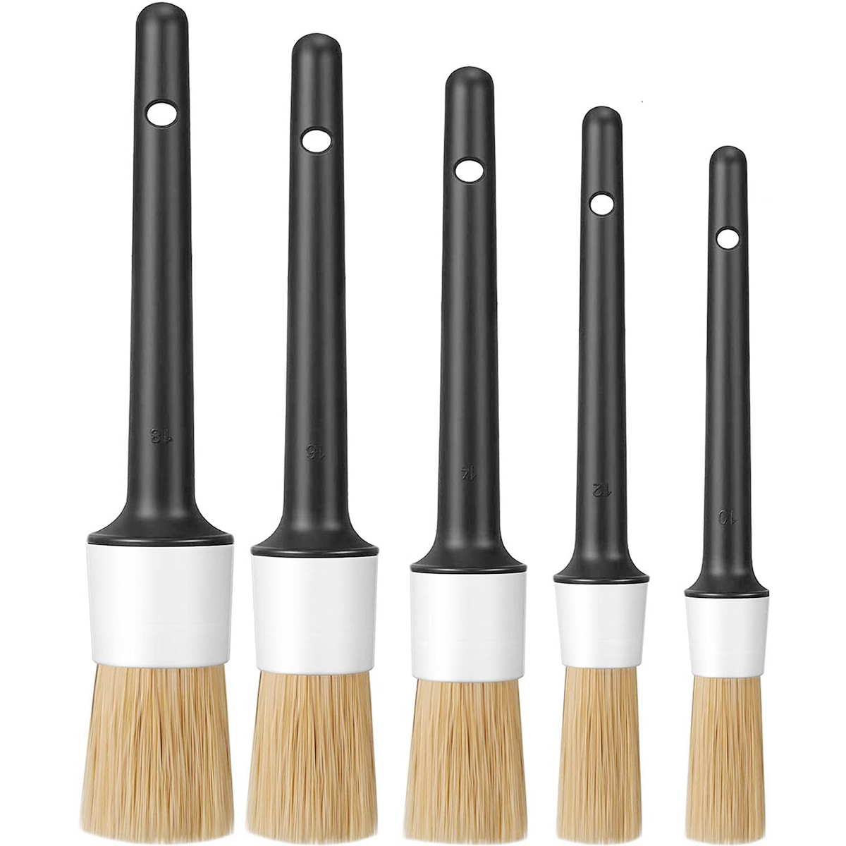 Car Detailing Brush Set Boar Hair Interior - 3/5 szt. Zestaw szczotek do detali