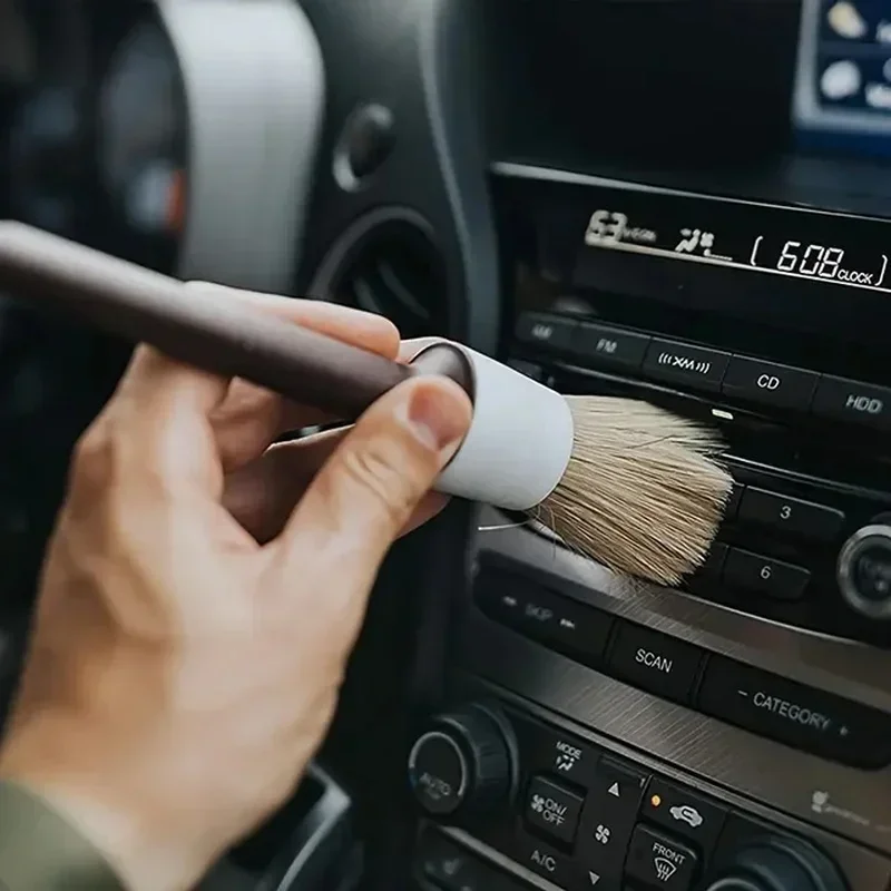 Car Detailing Brush Set Boar Hair Interior - Zestaw 3 szczotek do czyszczenia samochodu,