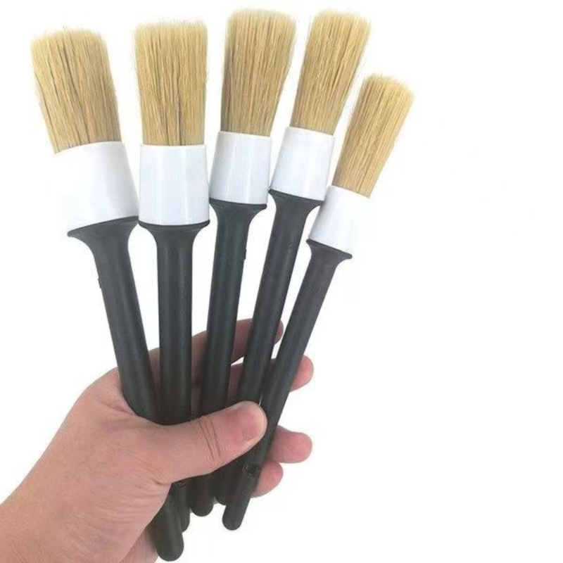 Car Detailing Brush Set Boar Hair Interior - Zestaw 3 szczotek do czyszczenia samochodu,