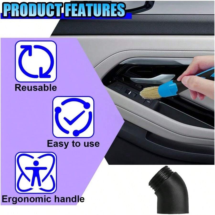 Car Detailing Brush Set Boar Hair Interior - Zestaw 3 szczotek do detailingu samochodowego,