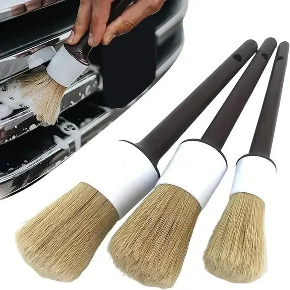 Car Detailing Brush Set Boar Hair Interior - Zestaw 3/5 szczotek do czyszczenia samochodu,