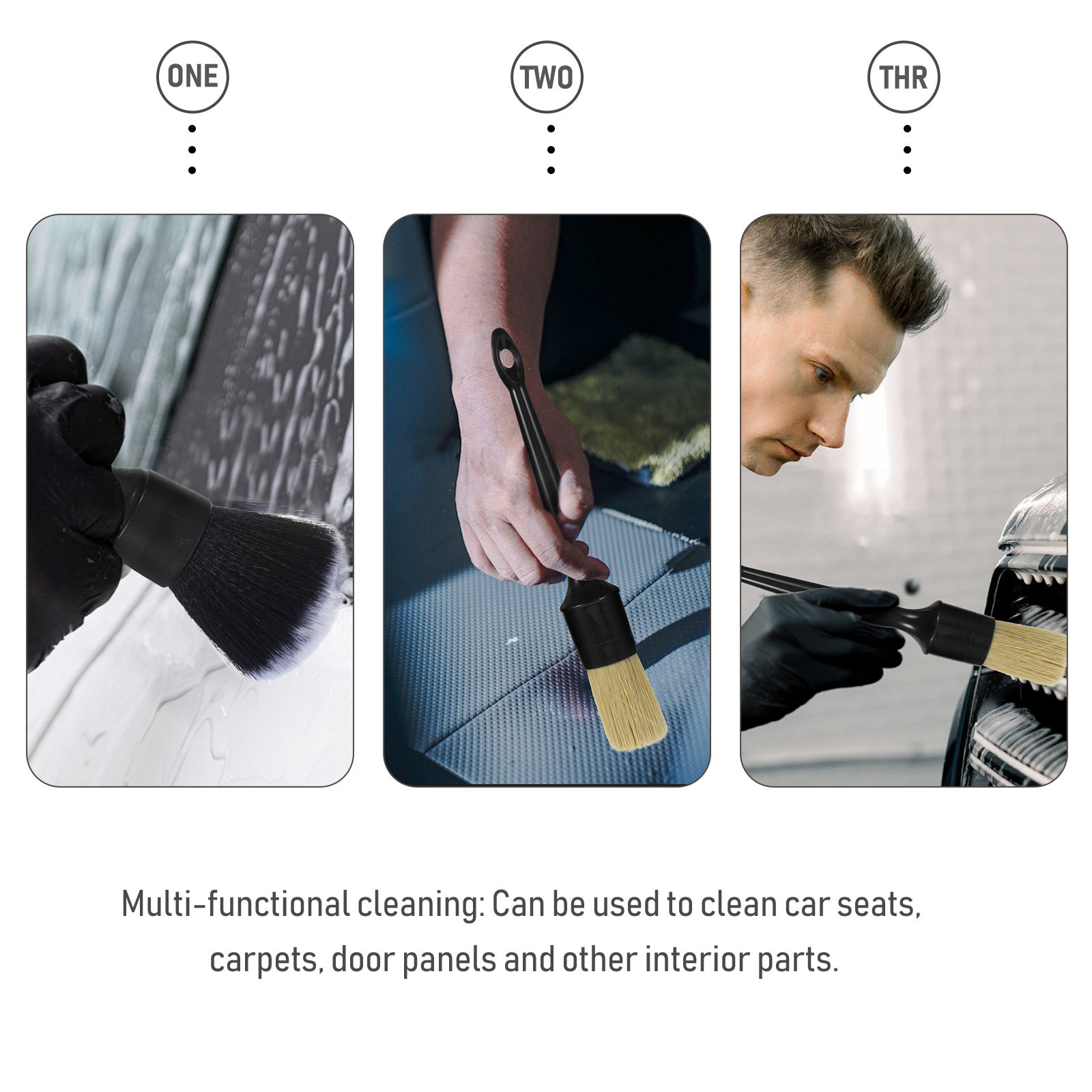 1 zestaw szczotek do czyszczen – Car Detailing Brush Set Boar Hair Interior recenzja i cena