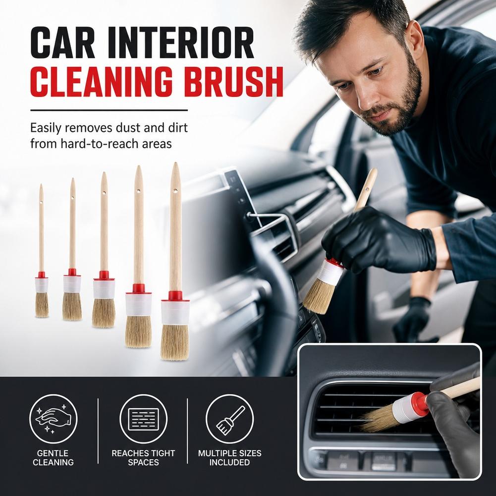 5-częściowy zestaw szczotek do – Car Detailing Brush Set Boar Hair Interior recenzja i cena