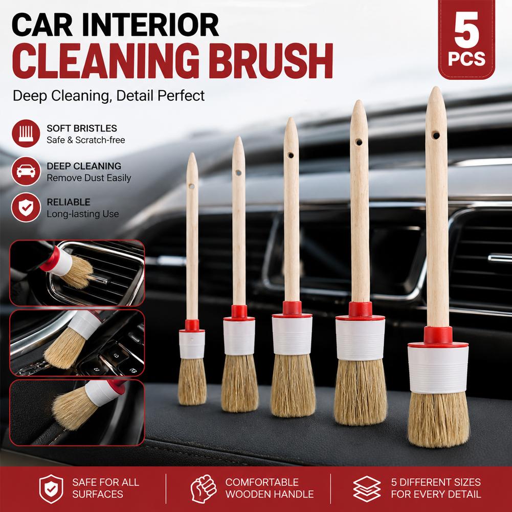5-częściowy zestaw szczotek do – Car Detailing Brush Set Boar Hair Interior recenzja i cena